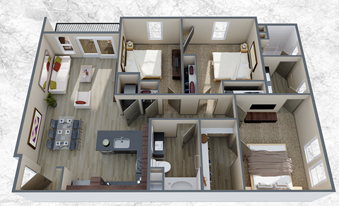 Three bedroom floor plan